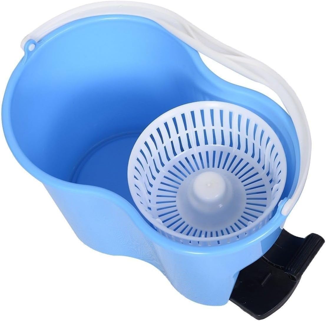 Microfiber Spin Mop Easy Floor Mop w/Bucket w/Pedal & 2 Heads Blue