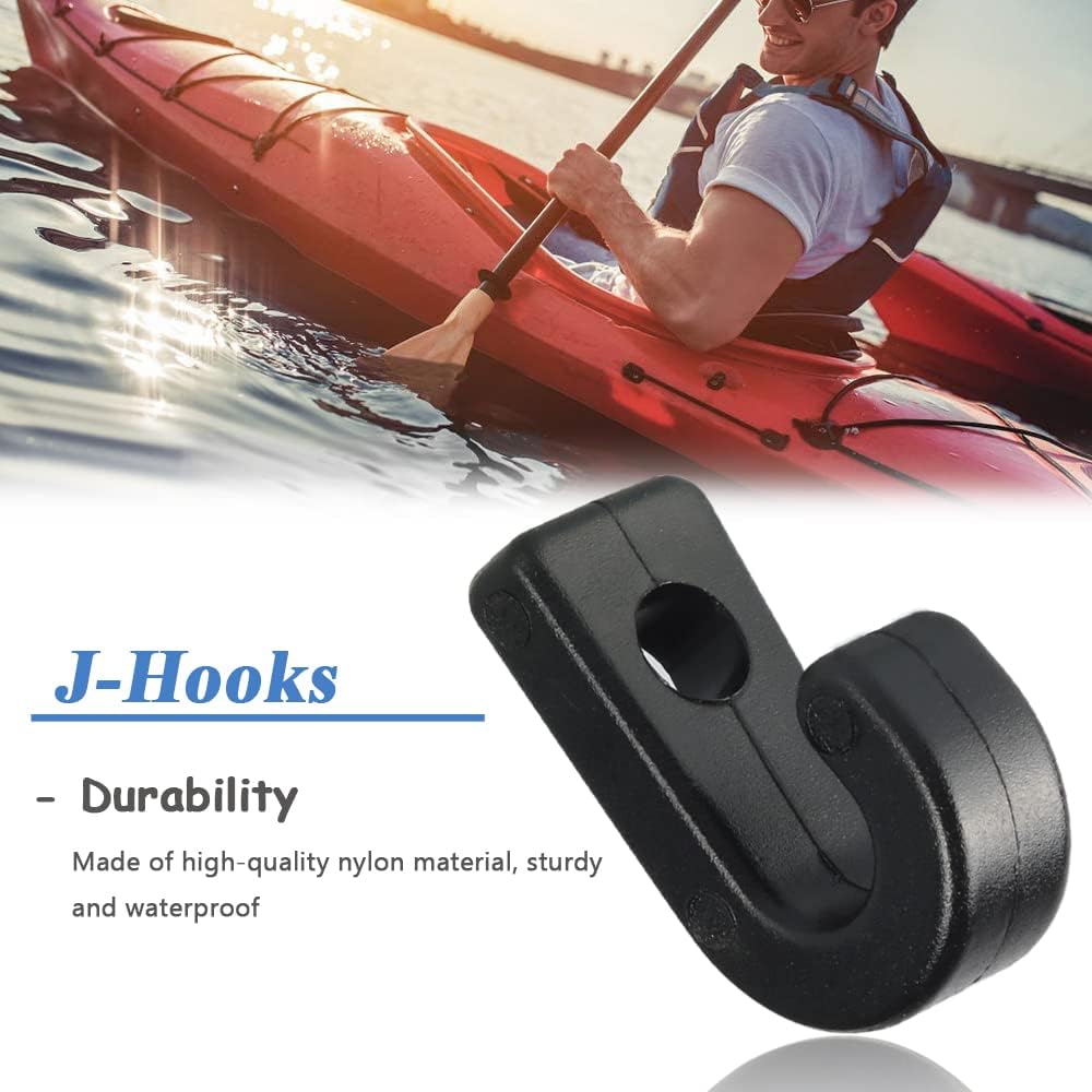 Mesee 50 Pieces Kayak J Hooks, Nylon Lashing Hook Safety Tie Down J