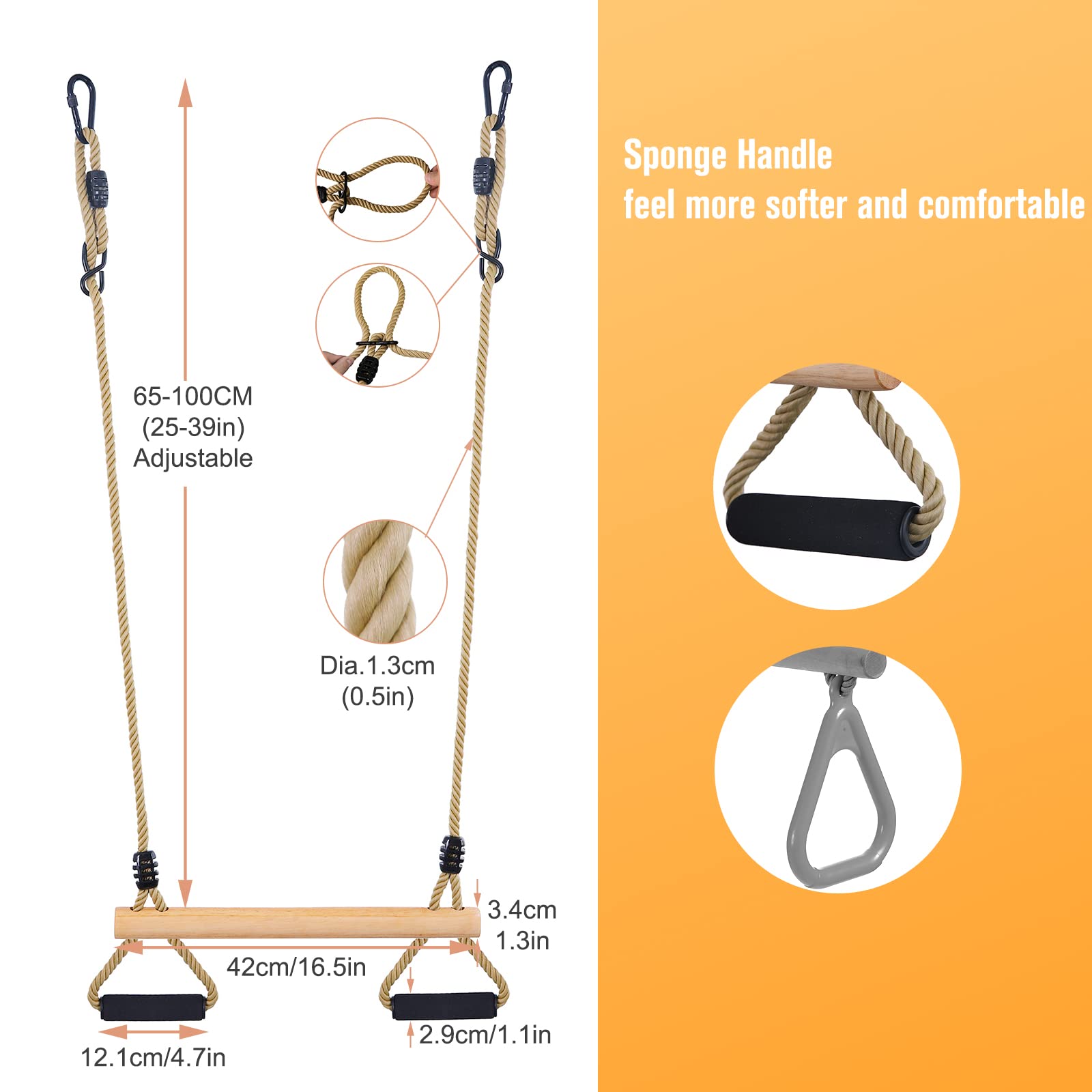 Barre De Trapèze Pour Portique De Jeu Extérieur - Équipement Fitness Enfants Et Adultes - Installation Sans Perçage, Acier Antirouille, 150 Kg Max