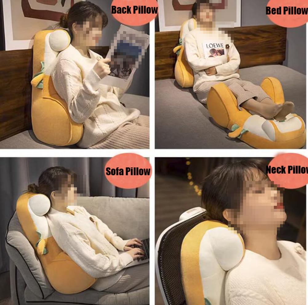Creative Bed Rest Reading Pillow Soft Office Chair Lumbar Pillow Sofa Back Cushion Bed Backrest Headboard Pillow (50×45cm(for Chair), Strawberry Toast)