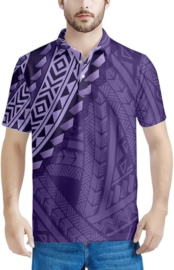 Men Short Sleeve Polo Shirts Casual Summer Polynesian Samoan Print Slim Fit T-Shirts Button Golf Polos Tops