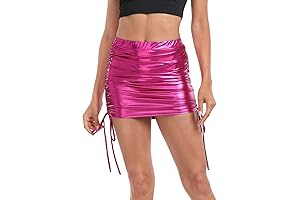 Womens Pink Shiny Metallic Skirt