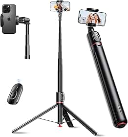 Basike Tripé para Celular – Bastão de Selfie Dobrável 177cm com Abertura Automática, Rotação Dupla 360° e Controle Remoto Magnético Destacável, 3 em 1 Pau de Selfie para Selfies e Transmissão ao Vivo