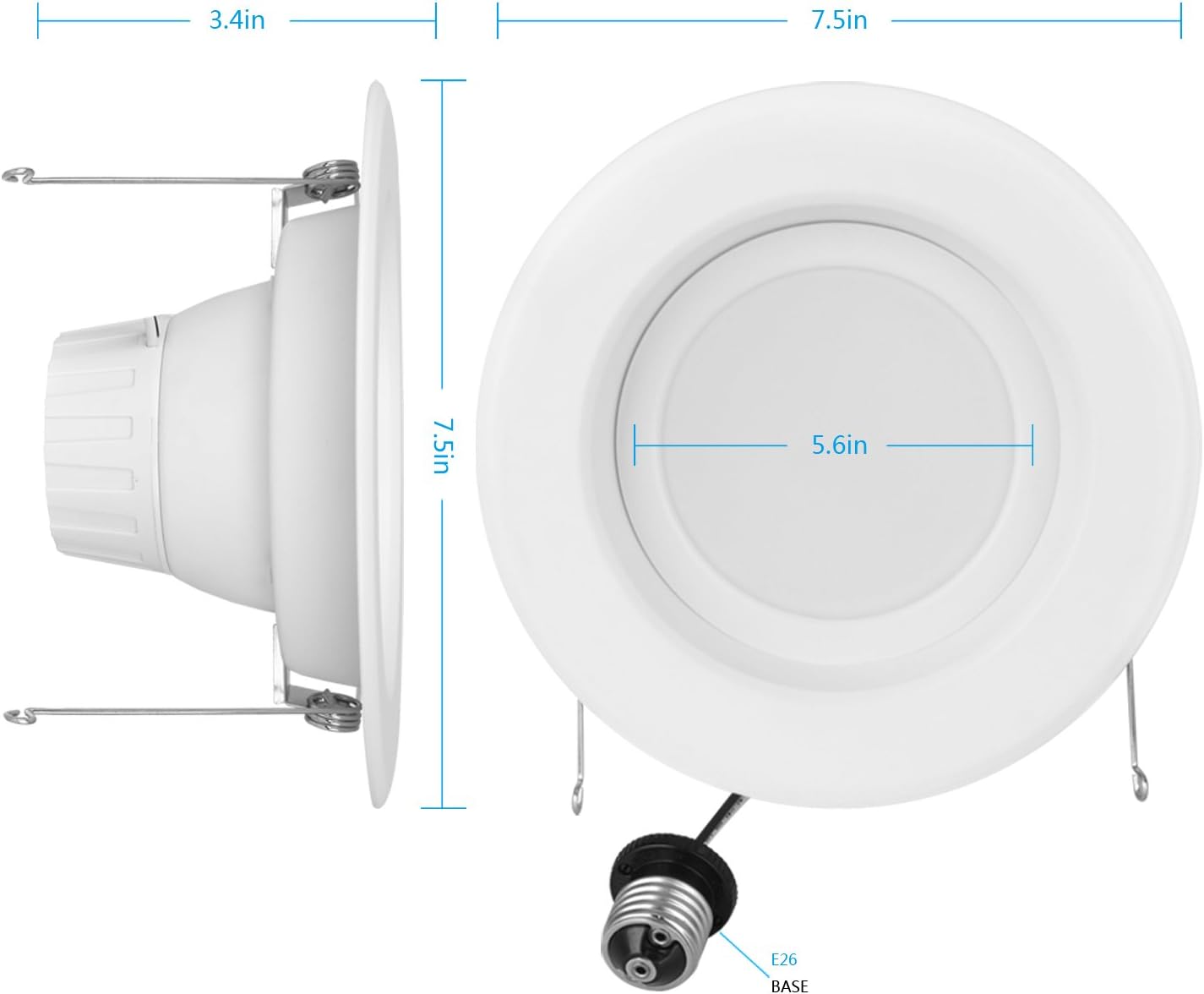 6 inch LED Downlight,13w 1100lm 5000k Daylight White,Energy Star/ETL/FCC Certified,Recessed Retrofit LED Lighting Fixture,Dimmable LED Ceiling Light(5000k,4 Pack)