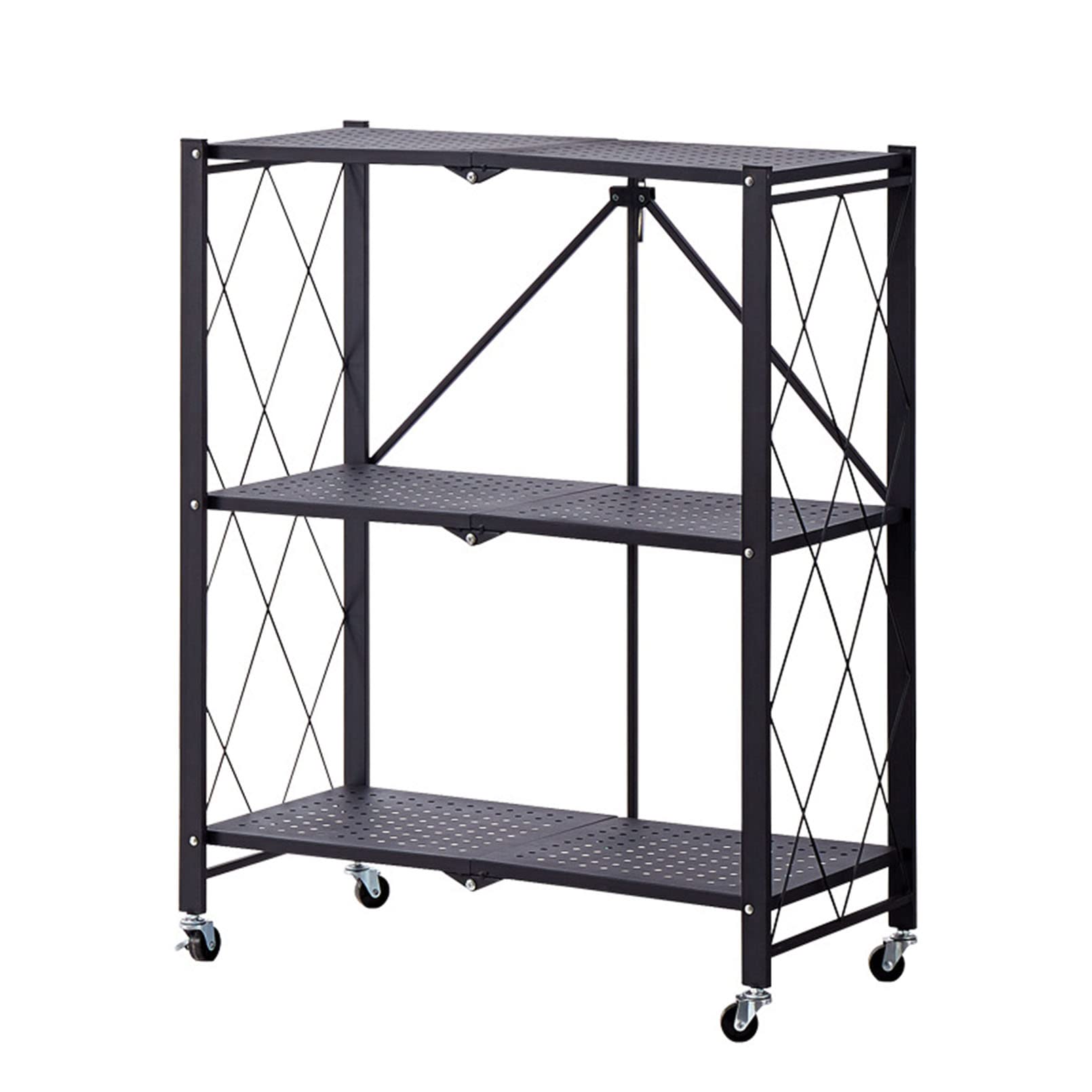 Étagère de rangement en métal pliable à roues meuble de rangement de grande capacité