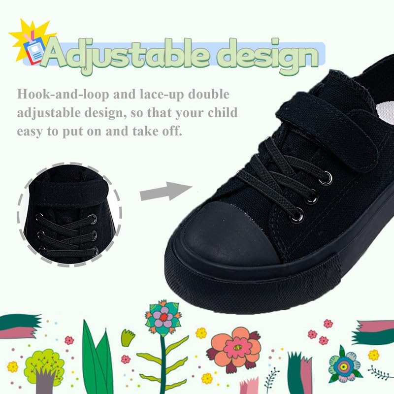 LUMUBBY Kid Shoes for Boys Girls Toddler Little Kid Canvas Low Top Sneakers Classic Adjustable Strap Lace up Shoes for Kids Breathable Lightweight4
