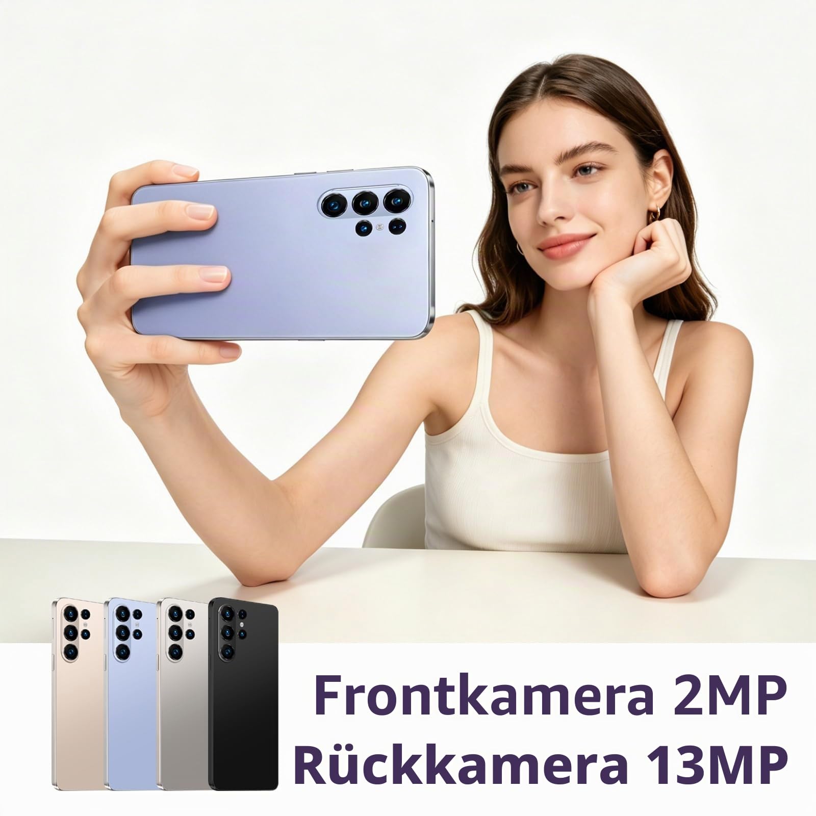Handy ohne Vertrag, Unterstützung für 4G Network, 3GB RAM + 16GB ROM, TF-Karte erweiterter Speicher 256GB, Dual-Kamera, Dual-SIM, 4-Kern-Chip, 6,6-Zoll-Bildschirm, (grey131)