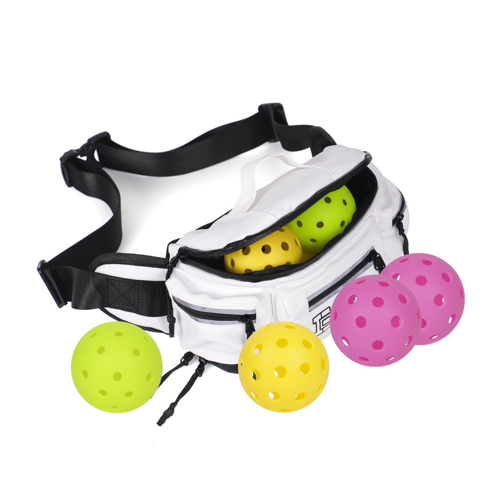 Fanny Pack - Pickleball Waist Bag, Water-Resistant Adjustable Large Size Sports Bag with 6 Pickleballs for Outdoor Running, Hiking, Biking, Traveling,