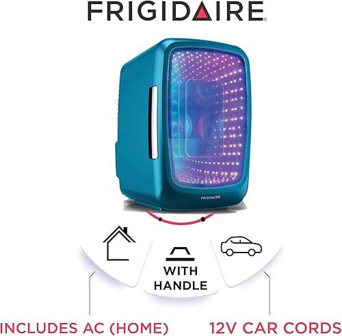 Miniatura 2 de Frigidaire Refrigerador mini para bebidas con luces LED para juegos, 6 latas, 4 litros, enfriador con puerta transparente grande y luces LED.