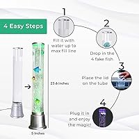 Vista 6 de Lámpara de pez sensorial de burbujas para acuario, luz nocturna para acuario, 6 tubos LED que cambian de color, lámpara de mesa de lava, lámparas