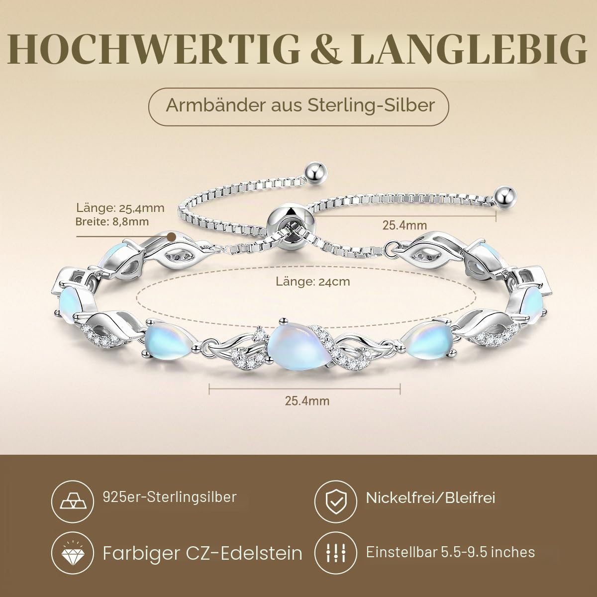 FANCIME Sterling Silber Blatt Geburtsstein Damen Tennis Armband | Verstellbares Glitzer Tennis Armband Schmuck Geschenke für Damen Frauen Freundin Ehefrau Mutter
