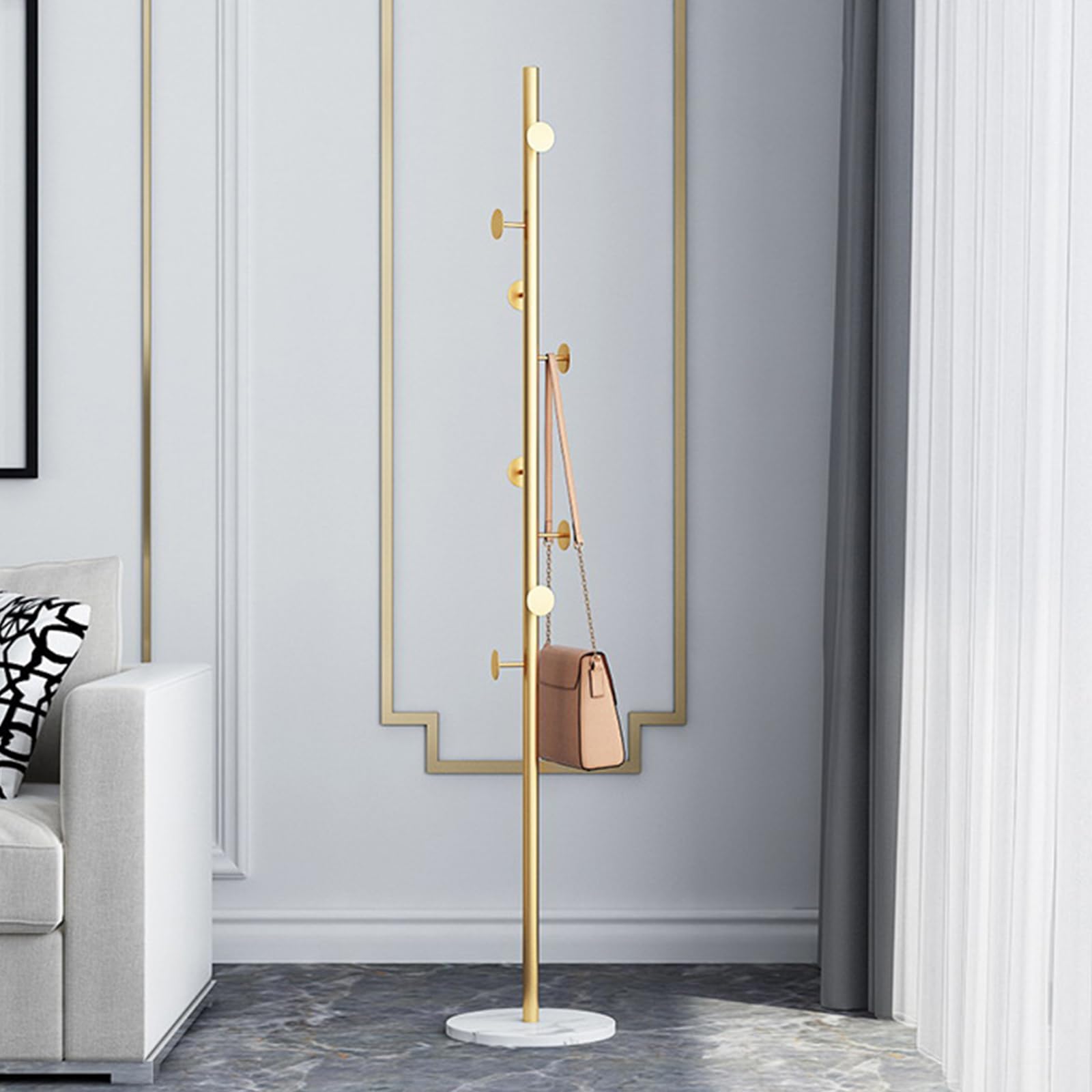 Ergocar Appendiabiti, 8 Ganci Metallici, Staffe Per Appendiabiti Da Ingresso e Un Attaccapanni Con Base In Marmo, Utilizzato Per Alberi Per Giacche, Cappelli, Borse, Fasce