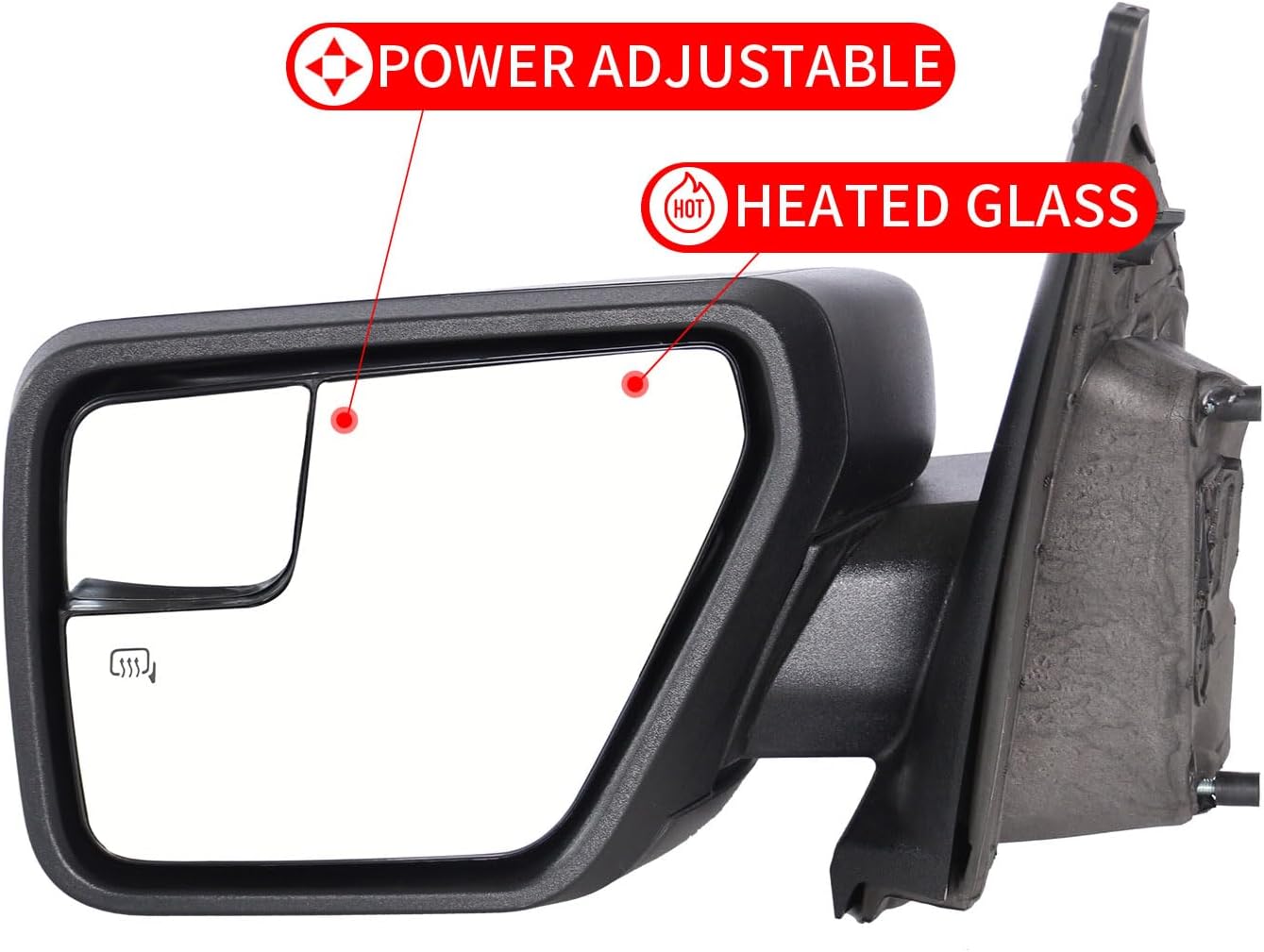 marretoo for ford f150 side mirror replacement leaft driver for 2021-2025 f-150 accessories 5 pins power glass turn & heated power+heat driver side(lh)