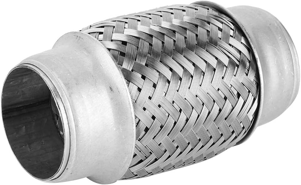 Exhaust Flex Pipe Adaptor, 1.5" x 4" Durable Universal Stainless Steel SS Double Braided Flex Pipe Exhaust Adaptor Piping