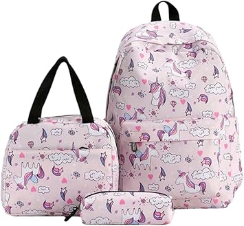 Girl's Mermaid Unicorn Backpack, Elementary School Students' Cartoon Cute Children's Backpack, 3pcs Set * Backpack, Lunch Bag, And Pencil Case