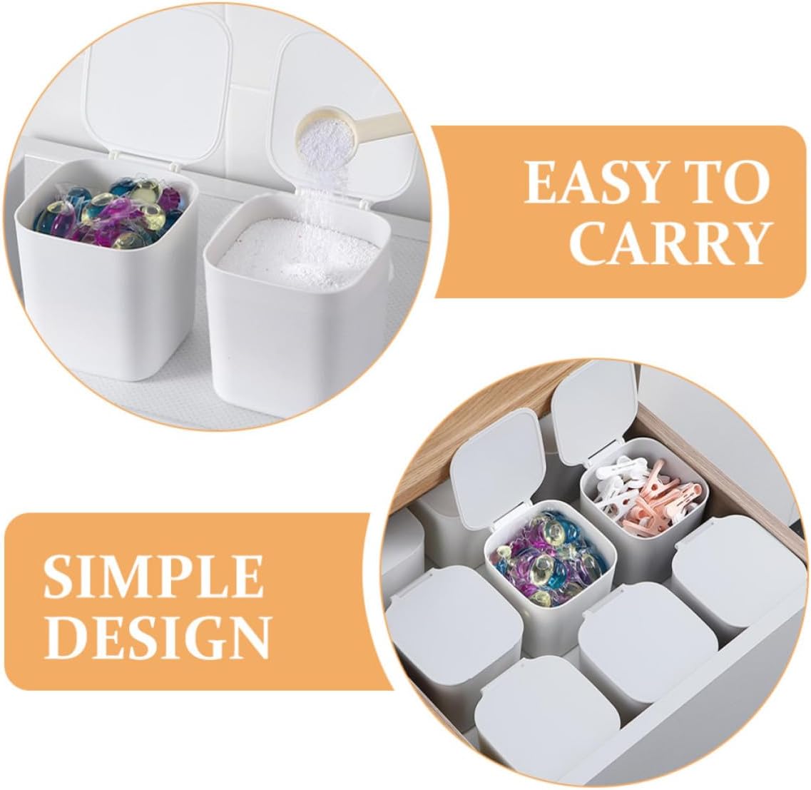 Laundry Detergent Storage Box White Large Capacity with Flip Lid Plastic Multi-functional Organizer and Liquid for Household and Laundry Room