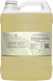 Hemp Seed Oil - Pure, Refined, Cold Pressed, All-Natural Non-GMO, Extra Virgin, Unscented, Carrier Oil - Bulk 128 oz / 1 Gallon - Tinctures, Blends, DIY, Essential Oils
