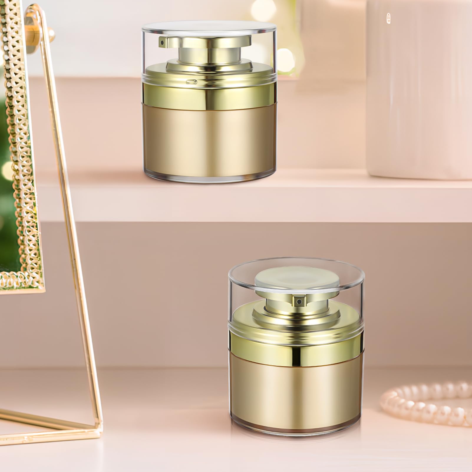 BESTYASH 4 Pezzi Contenitori Cosmetici Airless Pompa, 30ml, Chiusura Ermetica in Acrilico e Pp, per Lozione e Routine Viso Quotidiana