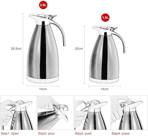 Miniatura 8 de Jarra térmica de café, ollas aisladas al vacío de doble pared, de acero inoxidable de alta calidad, para café, té, agua caliente, la mejor opción