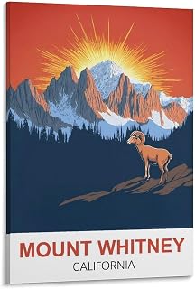 Quilksas California Mount Whitney Vintage Travel Posters 08x12inch(20x30cm) Print Wall Art, Canvas Wall Decor Artwork Painting for Bedroom, Living Room