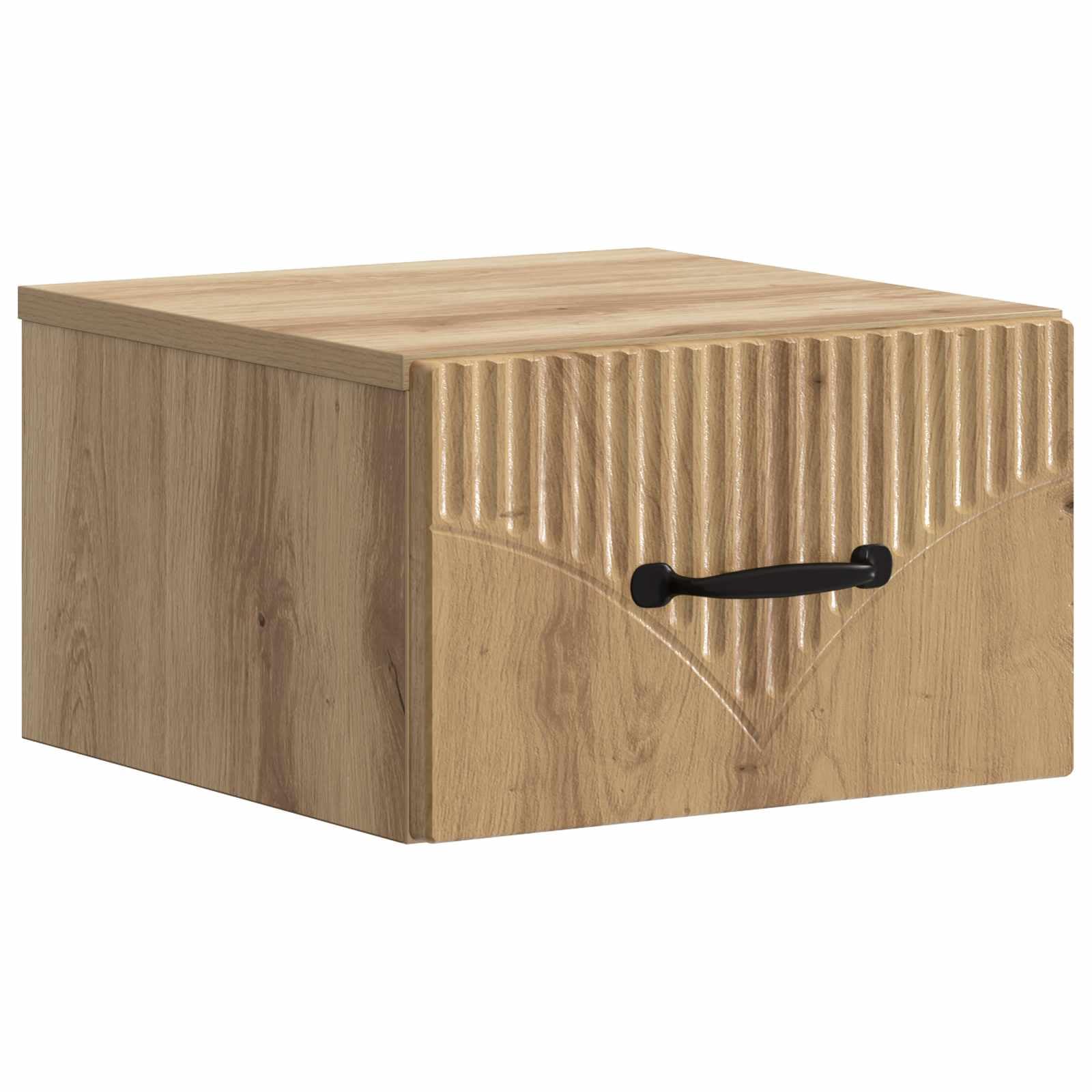 Petit meuble de rangement flottant chêne avec tiroir de lit suspendu