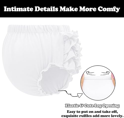 Miniatura 3 de Fundas de pañales para niñas, bombones de algodón con volantes para niñas pequeñas, pantalones cortos para bebés recién nacidos, ropa