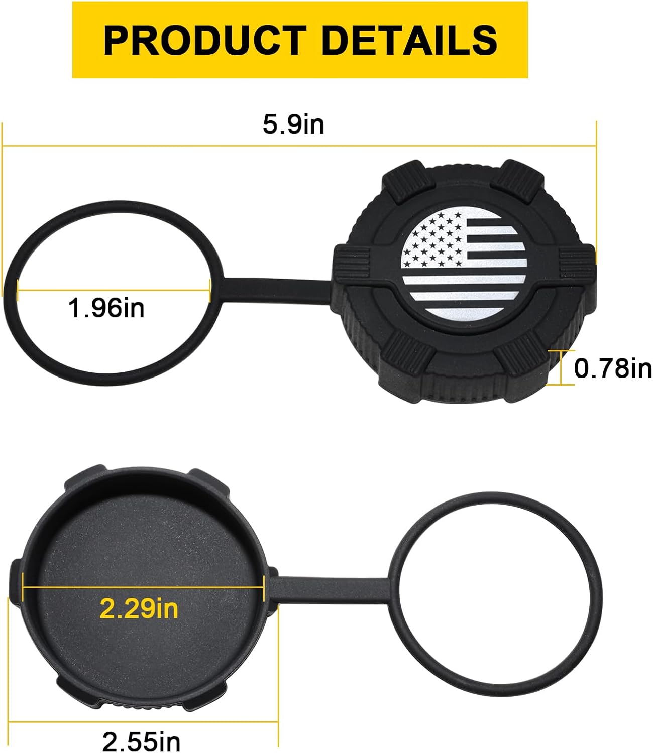Fuel Filler Cover, Capless Gas Cap, Fuel Tank Dust Cover Compatible With 2021-2025 Ford Bronco, GMC, Chevrolet, Buick, Cadillac, Dirt, Waterproof & Dust, US Flag