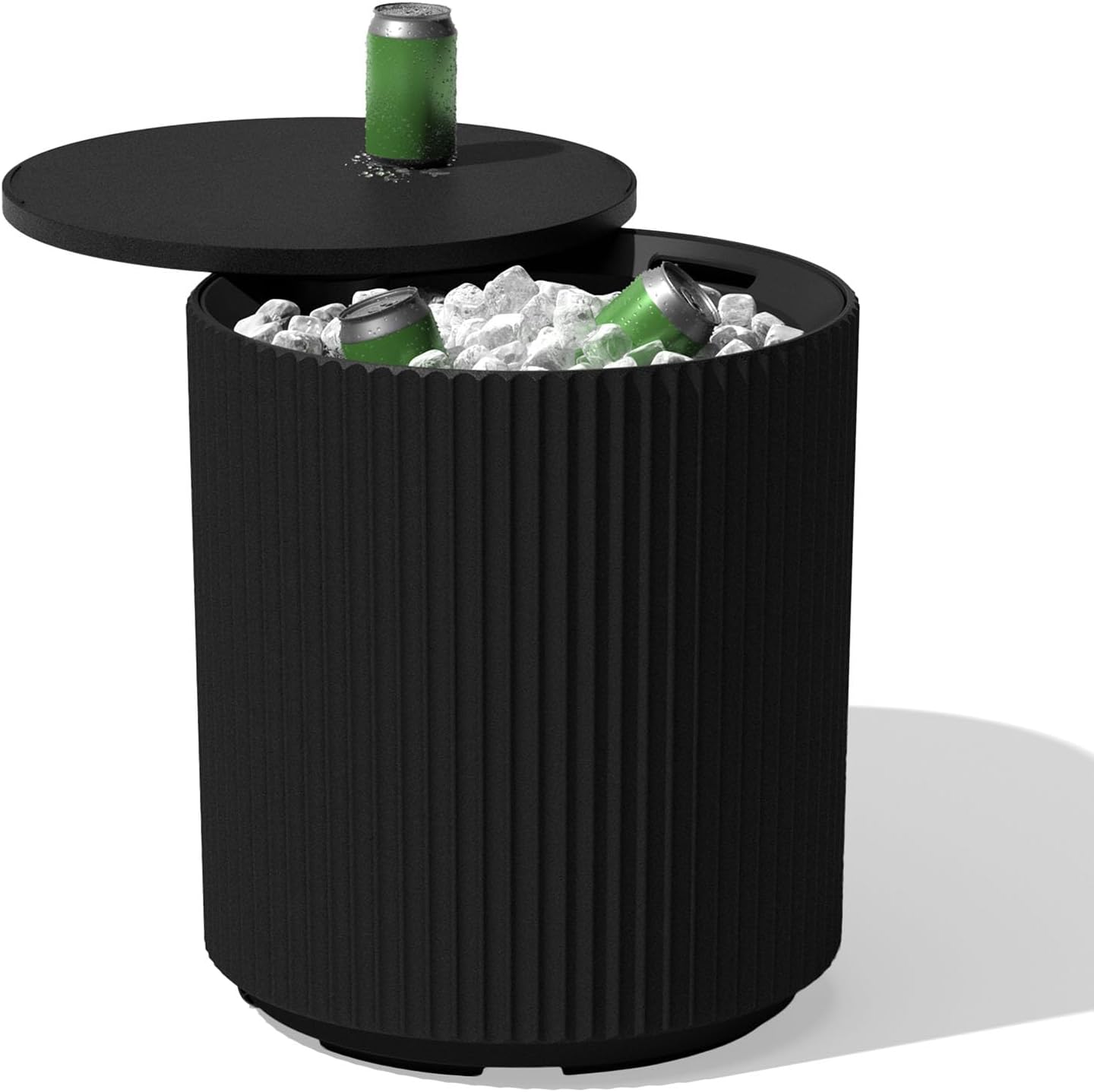 Outdoor Cooler Side Table - 2 in 1, Black, 21 inch