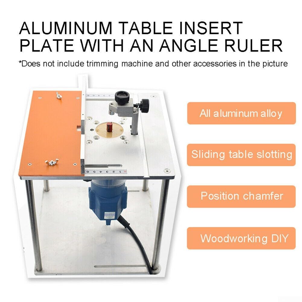 Piastra di inserimento per fresatrice, piastra in alluminio per lavorazione del legno, tavola ribaltabile per macchina da taglio, piastra per inserto per fresatura del legno, con calibro per mitra