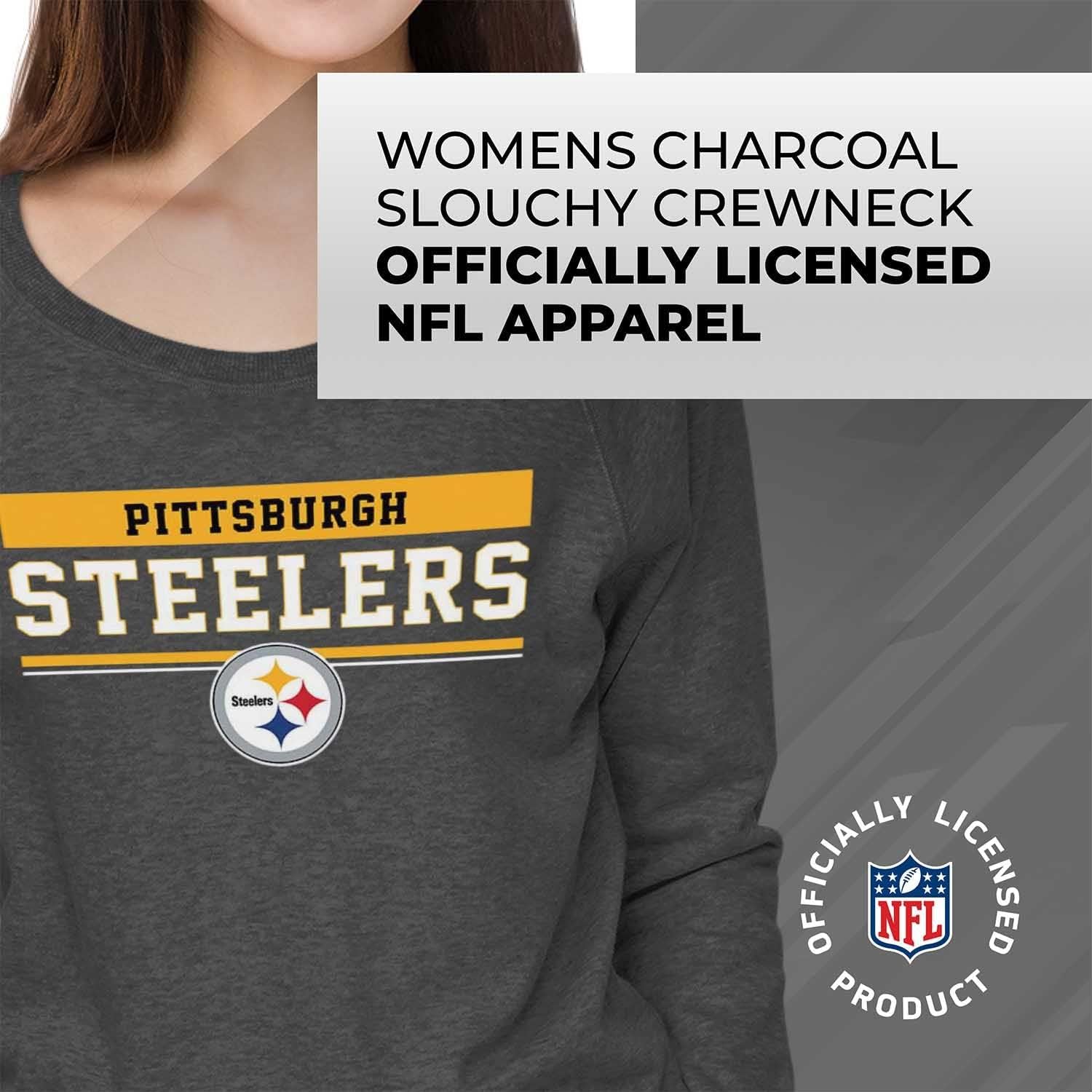 Team Fan Apparel NFL Women's Plus Size Team Block Charcoal Crewneck- Tagless Pullover - Relaxed Raglan- Stay Cool and Stylish