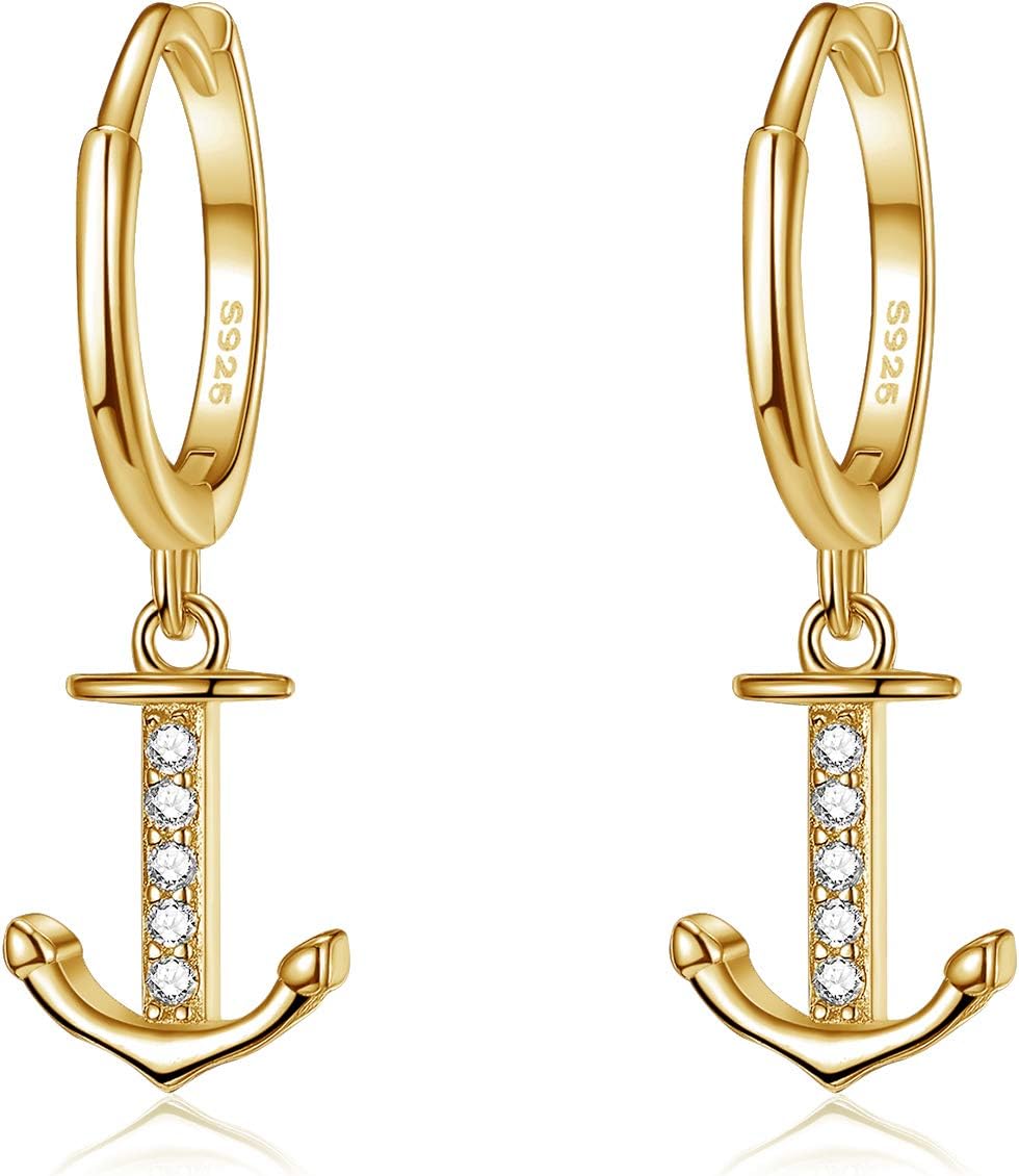 Dainty Dangle Hoop Earring for Women - Small Huggie Hoop Earrings Sets with Butterfly, Bee, Key Charm in 925 Sterling Silver or 18K Gold Plated