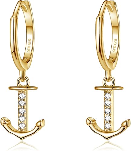 Delicados aretes de aro colgantes para mujer, pequeños juegos de aretes de aro con mariposa, abeja, dije de llave en plata de ley 925 o chapado en