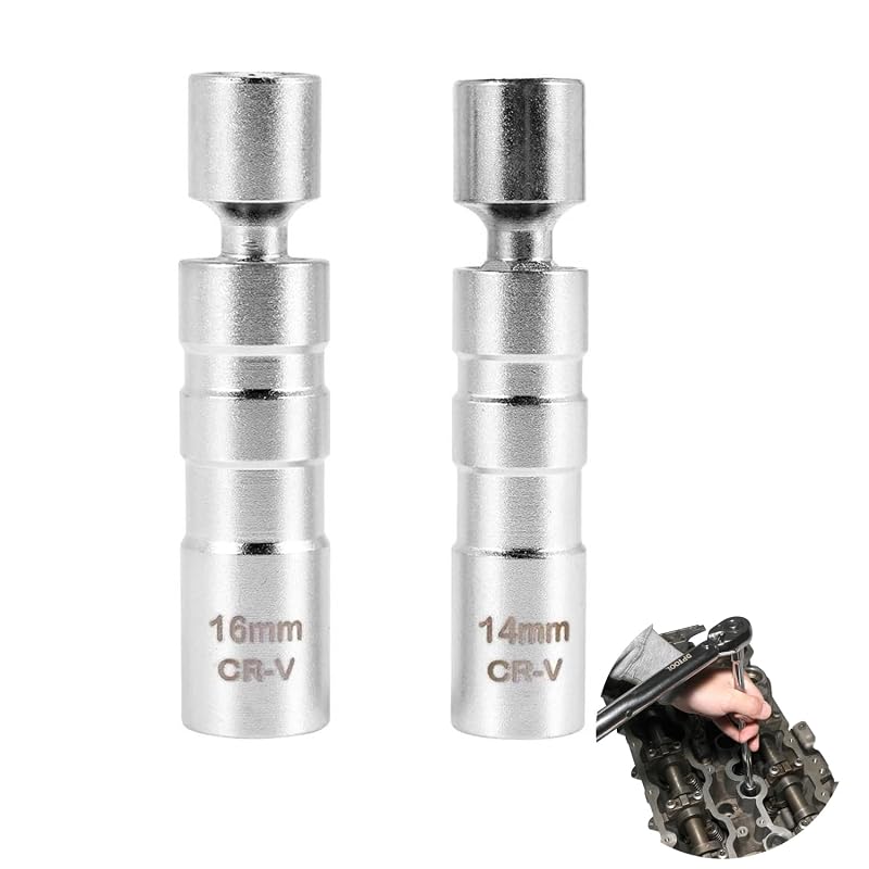 Kit de Soquetes Magnéticos Articulados para Velas de Ignição 14 mm e 16 mm, Parede Fina, Encaixe 3/8 pol., 12 Pontas, Rotação de 360° — WedFeir
