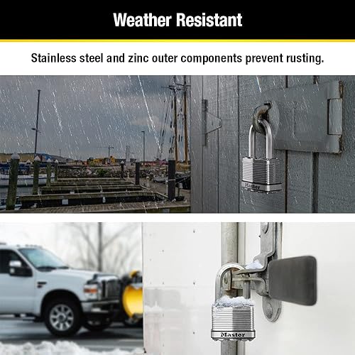 Miniatura 9 de Master Lock M5XTRILF Magnum - Candado resistente para exteriores con llave, paquete de 3 llaves, color plateado