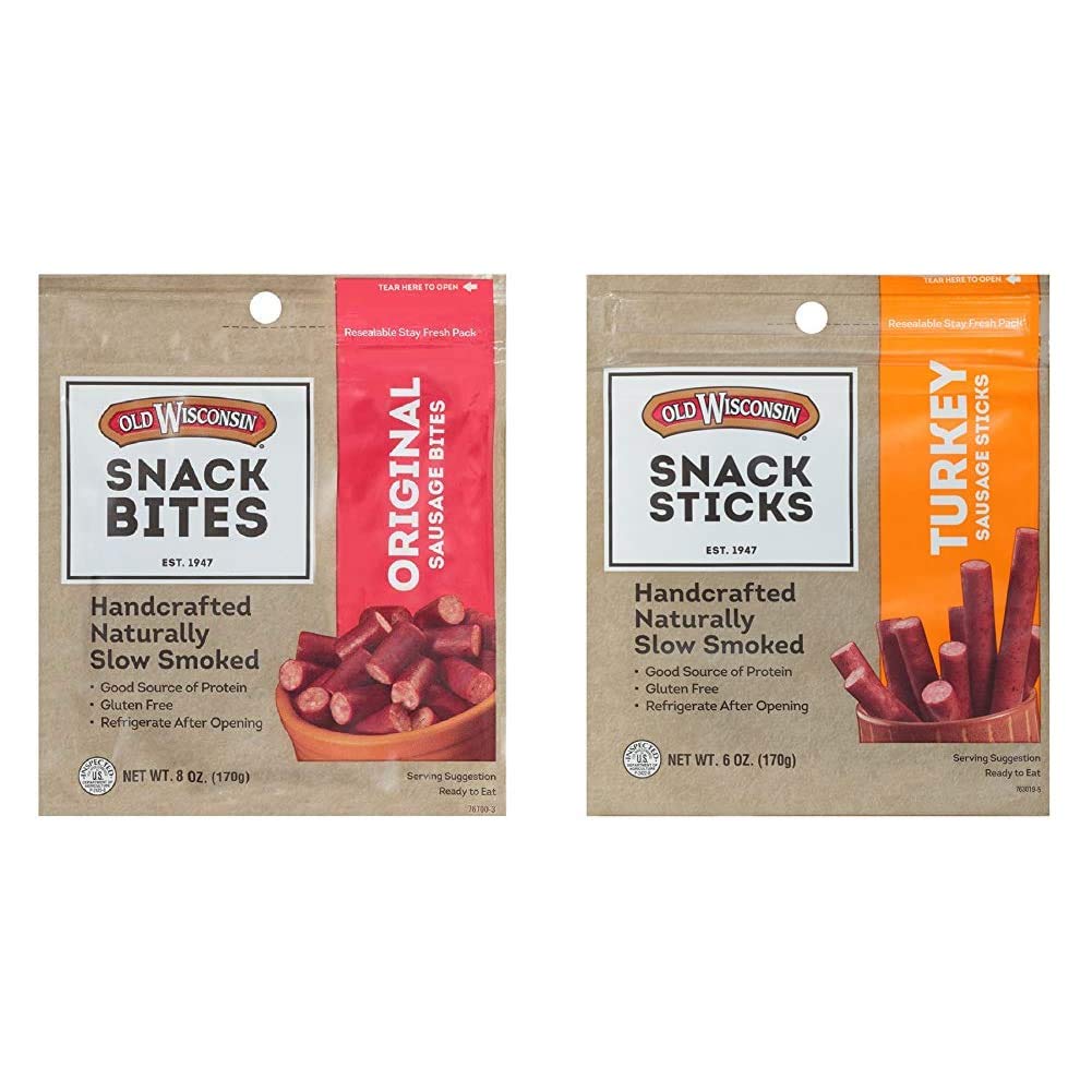 Old Wisconsin Original Snack Sticks (8 oz) and Turkey Sausage Snack Sticks (6 oz) Bundle