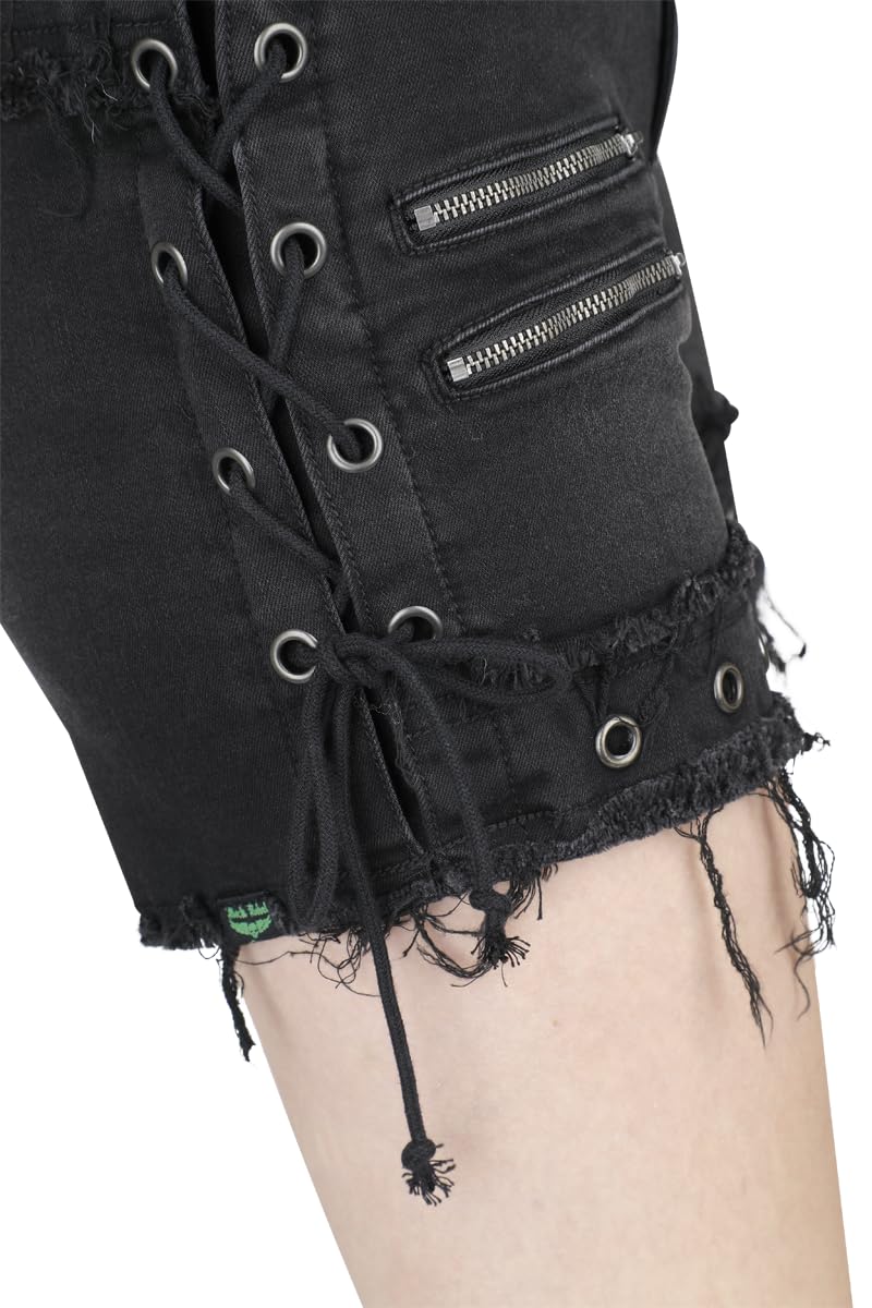Rock Rebel by EMP Damen Schwarze Shorts mit seitlichen Schnürungen