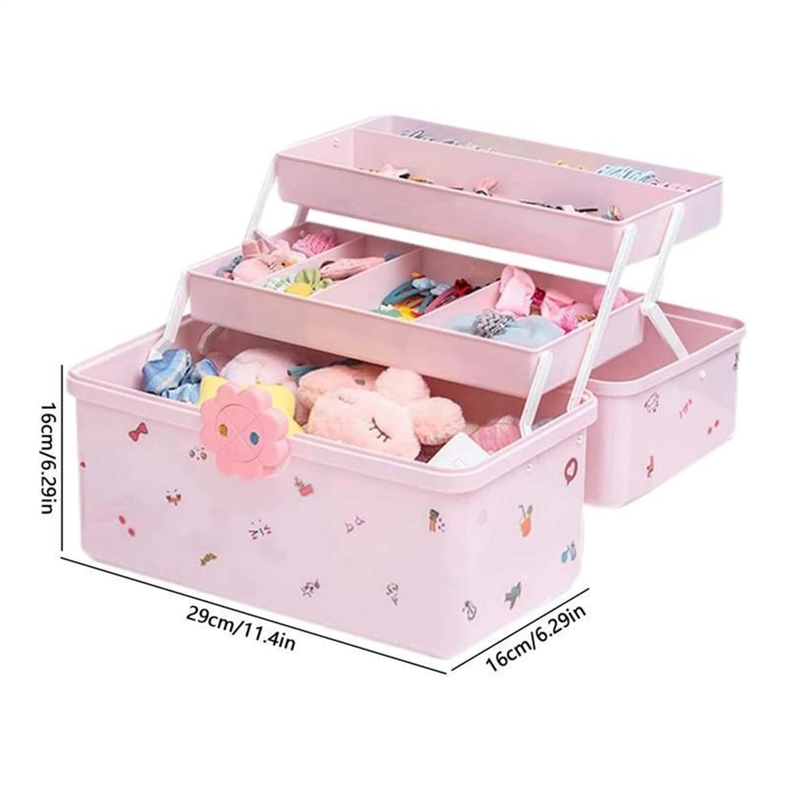 Haargummi Organizer Tragbare Aufbewahrungsbox for Haarschmuck, Schlafzimmer-Organizer for Haarnadeln, Gummibänder, Seile und Schmuck(L)