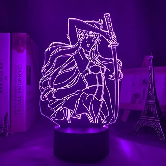 3D Anime Lamp Yuno Gasai Led Night Light for Kids Bedroom Decor Birthday Gift for Girlfriend Manga Future &Diary Led Table Lamp 16 Color with Remote
