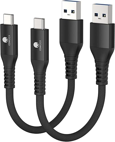 Conmdex - Cable USB-C de 10 Gbps, 2 unidades, 61 m, USB 3.1 Gen 2,para Android Auto, USB A a USB C, cable corto de 3A tipo C de transferencia de