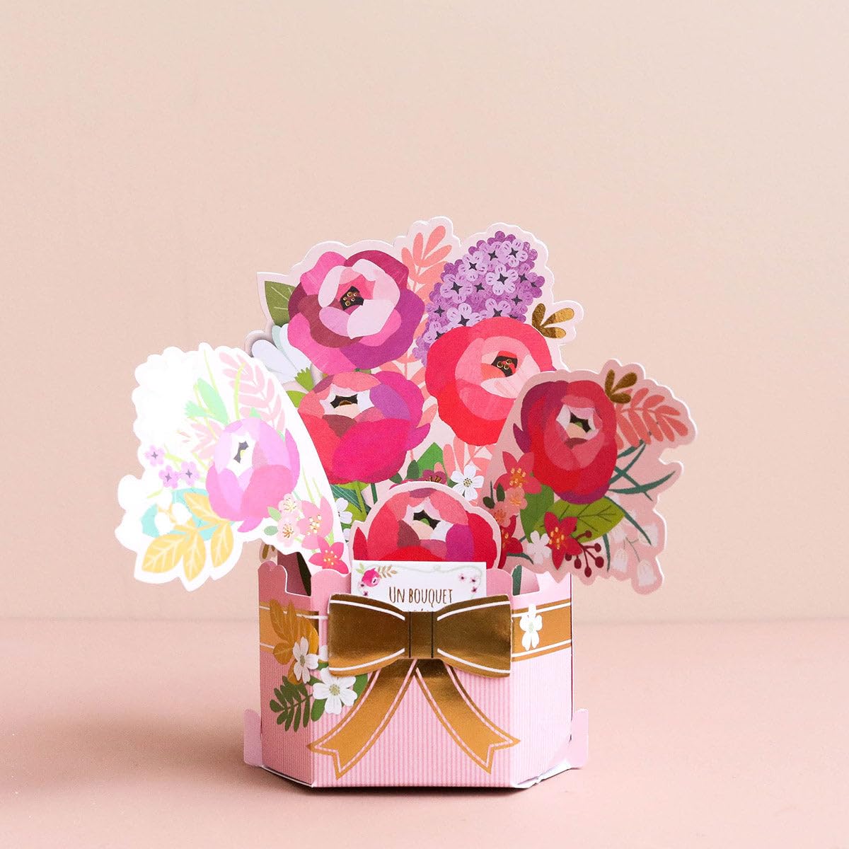 Draeger Paris - Pop Up Greeting Card, 3D Greeting Card with Envelope - "Un bouquet plein d'amour" Peonies and Lilac - Size 18 x 11,5 cm - Image 3