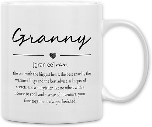 Vista 60 de QASHWEY Taza de café con definición de niñera, regalo de cumpleaños para nieta, nieta, nieto, regalo de la mejor abuela y niñera, taza de cerámica