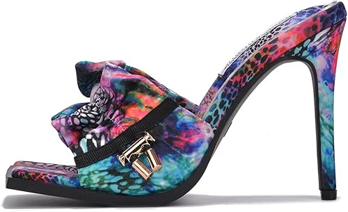 Cape Robbin Mules de tacón de aguja para mujer, tacón cuadrado abierto sin cordones (Iliana)