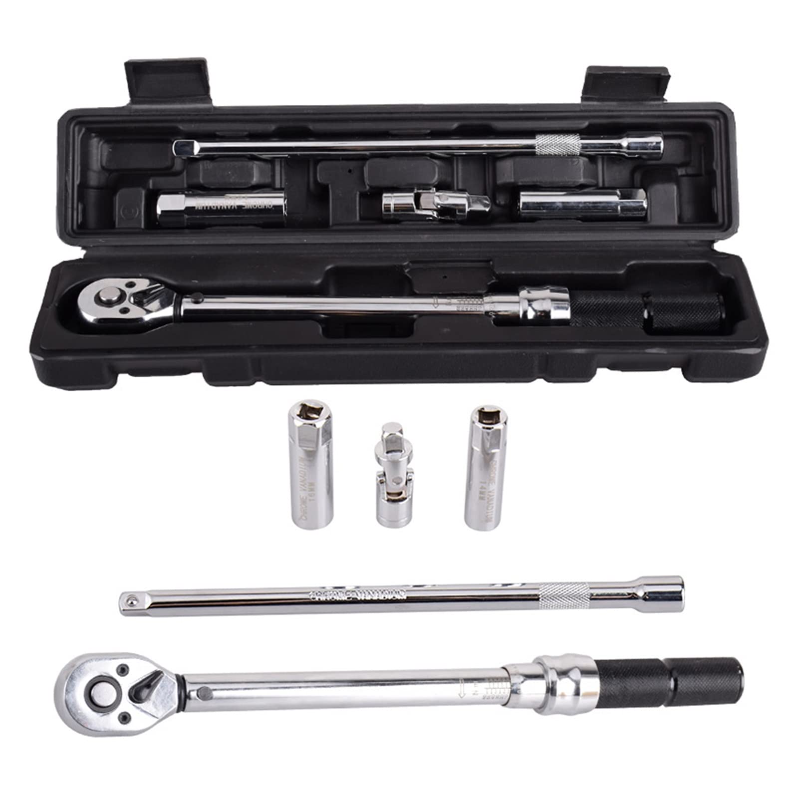 KLKVTGWGZK 5pcs 3/8 Inch 5-60Nm Adjustable Torque Wrench Set Bike Car Fixing Tool Accurate Repairing Spanner Kit Hand Tool Wrench