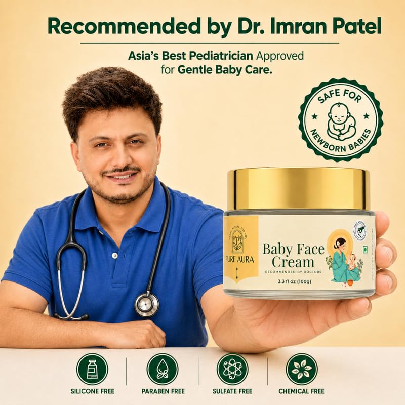 Image of Pure Aura Baby Face Cream 100gm - Doctor Recommended Ayurvedic & Organic Baby Cream with Shea Butter & Almond Oil | Chemical-Free Moisturizer for Newborns & Sensitive Skin