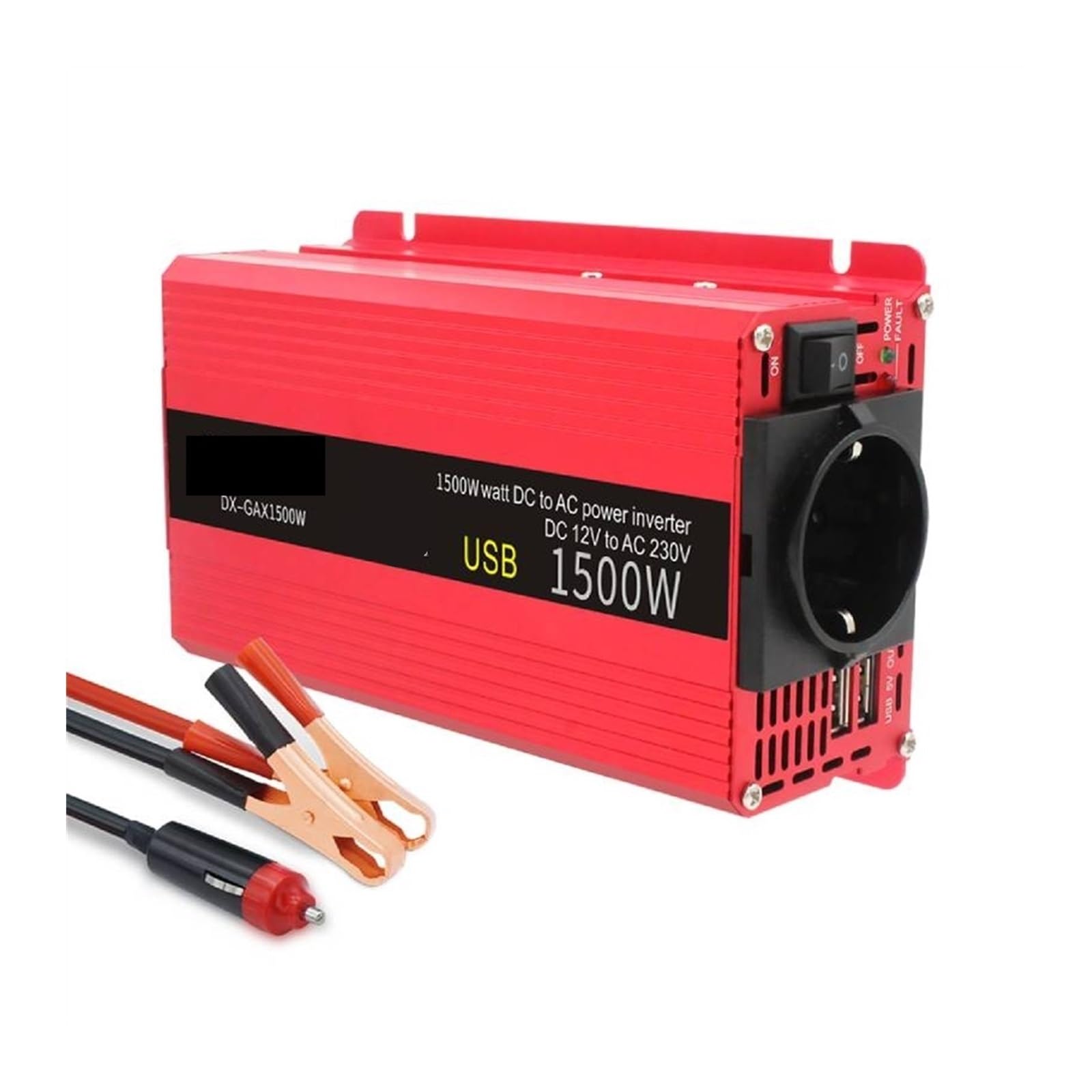 Inversor de Coche 1500W Potencia DC 12V a AC 110/220 Convertidor de Adaptador de Carga USB Dual Onda sinusoidal modificada Solar