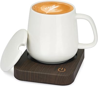 VOBAGA Tea Warmer Set for Desk, Come with 15 oz Ceramic Mug