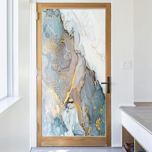 Miniatura 3 de Película estática de mármol para ventana, pintura de arte abstracto, textura de mármol, película de vidrio para decoración del hogar de ventanas de