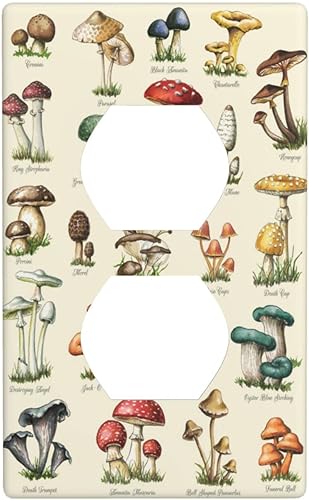 Cubiertas de salida decorativas de hongos vintage placa de pared 1 banda dúplex receptáculo de toma de corriente eléctrica cubierta de interruptor