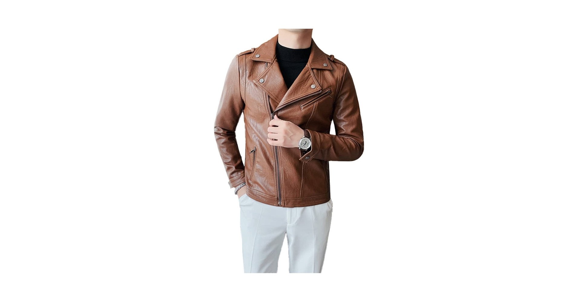 Luxus Jackets Men's Genuine Lambskin Asymmetrical Biker Leather