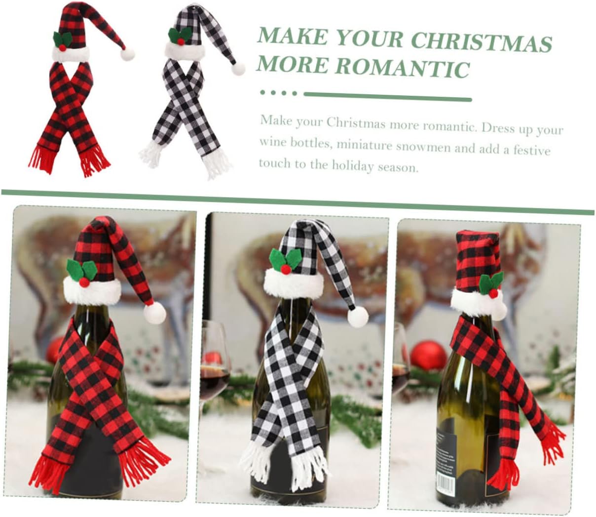 Xmas Wine Bottle Cover 2 Sets Cloth Christmas Decor for Party